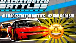 ALL BACKSTRETCH BATTLES 42 CAR CODES Roblox [upl. by Esbenshade]