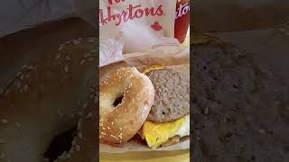 😋 Cheese Omelette on a Bagel 🥯 with a Blue berry 🫐 muffin for Breakfast at Tim Hortons😁 [upl. by Ariait]