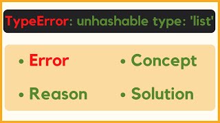 TypeError unhashable type list  In Python  Reason of error and Solution  Neeraj Sharma [upl. by Yelahc]