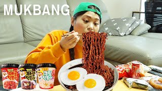 Fideos negros Pororo Tteokbokki Mukbang DONA [upl. by Simona]