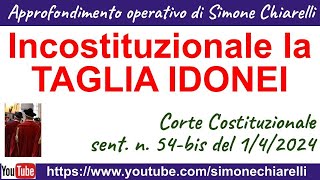 Incostituzionale la TAGLIAIDONEI sentenza della Corte Cost n 54bis del 142024  COMMENTO [upl. by Pazice797]