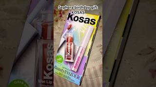 Sephora Birthday gift  sample  Kosas kit makeup sephora lipstick gloss batom maquiagem [upl. by Essiralc]