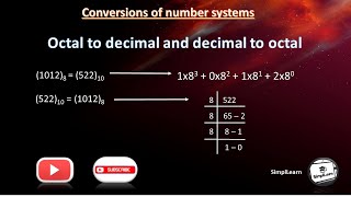 Octal to Decimal amp Decimal to Octal Conversion  Number system conversions [upl. by Yknip]