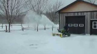 John Deere X300 with 44quot snowblower in action [upl. by Shull]