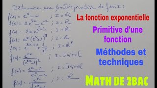 la fonction exponentiellemath de 2bacprimitive dune fonction [upl. by Latsryk199]