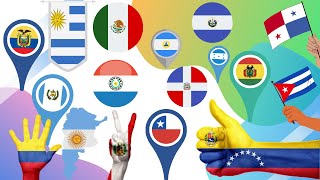 Los países de habla hispana con sus banderas canción [upl. by Ellertnom]