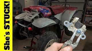 Change Rear Brakes and Rebuild Caliper  Polaris Trail Boss amp Xplorer [upl. by Raoul254]