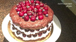 طورطة الغابة السوداء  فوري نوار بطريقة تزيين مختلفة Gâteau Forêt Noire  Black Forest Cake [upl. by Kooima48]