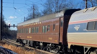 Francis L Suter Private Car on Amtrak Pennsylvanian amp other trains at Malvern Station 1142024 [upl. by Novak696]