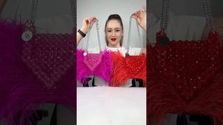 The process of making a Queen beaded bag decorated with feathers🌹asmr beadbag tutorial [upl. by Suiramed]