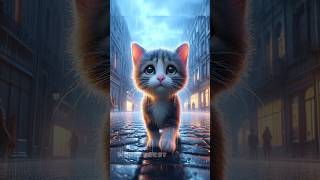 The helpless kitten drenched in the rain looking for food kucing miawmiaw youtubrshorts ai [upl. by Eibrab]