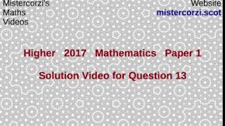 Q13 Paper1 SQA 2017 Higher Mathematics Exam [upl. by Inaliak]