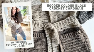 Hooded Colour Block Crochet Cardigan [upl. by Aerdnod]