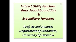 Indirect Utility Function Basic Facts about Utility and Expenditure Functions [upl. by Barnum277]