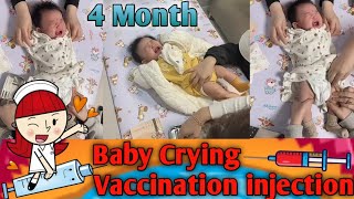 Baby Crying 4 Month Age Vaccines injection at hospital short [upl. by Tye]