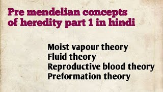 Pre mendelian concepts of heredity part 1 in hindi  conceptualgeneticsandbreeding [upl. by Hadihsar]