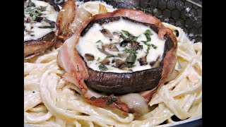 Portobellos con queso y pasta para San Valentín RecetasdeLuzMa [upl. by Naic]