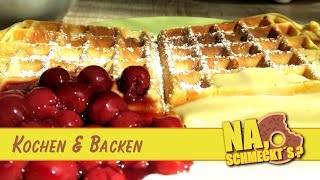 Rezept Frische Waffeln mit Vanillesoße und heißen Kirschen  Der Foodvlog von Na Schmeckts [upl. by Milton]