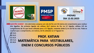 PMSP  PROVAS DIA 120223 Um eletricista comprou um rolo de fio com 50 metros de comprimento para [upl. by Anilave]