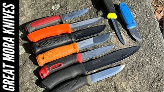 9 Awesome Knives from Mora Morakniv Garberg Kansbol Companion Bushcraft amp More Knives [upl. by Saundra275]