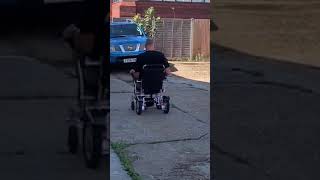 An electric folding wheelchair for tall people  6FT 8 Robin demos the SC1 XL [upl. by Ailet919]