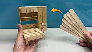 How to Make Miniature Furniture for Dollhouse  Wooden Miniature Bed  DIY [upl. by Caine]