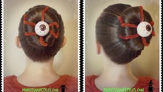 Eyeball Bun Hairstyle For Halloween Or Crazy Hair Day [upl. by Janel799]