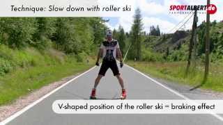 Roller Skiing Cross Skating Skiking Technique Slow Down with Roller Ski by wwwsportalbertde [upl. by Chlores673]