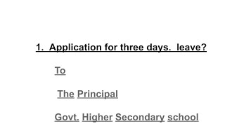 Higher secondary school Application for three days leaveशॉर्ट्स Application English [upl. by Binny]