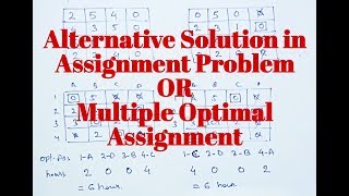 Alternative Solution in Assignment Problem  Multiple Optimal Assignment Lecture35 [upl. by Thorne]