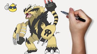 How to Draw Pokemon Mega Electivire in a new style  Duc Draw [upl. by Nylkcaj940]