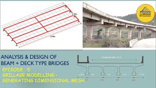 EPISODE 5  GRILLAGE MODELLING  GENERATING MESH  ANALYSIS amp DESIGN OF BEAMDECK TYPE BRIDGES [upl. by Ettinger605]