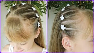 First Communion Hairstyle 13  Upside Down Pigtails Headband  Bonita Hair Do [upl. by Inga]