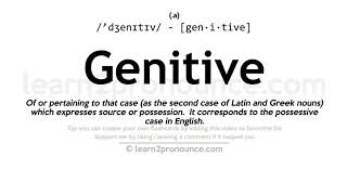 Pronunciation of Genitive  Definition of Genitive [upl. by Salamone]