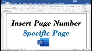 how to insert page number in word from specific page [upl. by Ennayllek]