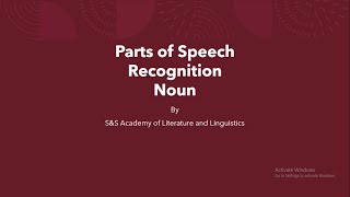 What are Parts of Speech How do we recognize Parts of Speech especially Nouns [upl. by Theone]