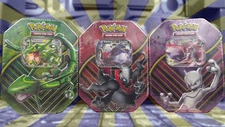 Pokemon Cards  Opening BRAND NEW Darkrai EX Mewtwo EX amp Rayquaza EX Battle Origin Tins [upl. by Ainolloppa307]