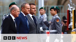 Germany France and Poland meet in Berlin over Ukraine  BBC News [upl. by Dulcea132]