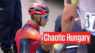 Egan Bernal And Others Crash In Tour Of Hongrie 2023 [upl. by Neelhsa]