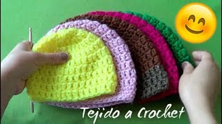 GORROS BASICOS TEJIDOS A CROCHET PASO A PASO EN ESPAÑOL EN TODAS LAS TALLAS [upl. by Innad657]