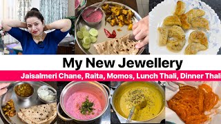 My New Jewellery Set for Festivals  Dinner in 30 MinsLunch Thali Ideas chana gobi momos thali [upl. by Aehtela212]