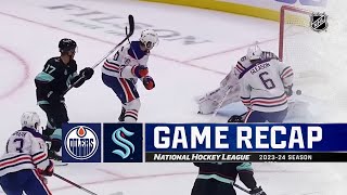 Oilers  Kraken 102  NHL Highlights 2023 [upl. by Eyatnod]