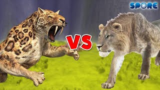 Smilodon vs Cave Lion  Cenozoic Beast Deathmatch S1E3  SPORE [upl. by Ldnek963]