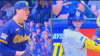 PAUL SKENES VS CHRISTIAN YELICH  PAUL SKENES 100 MPH PITTSBURGH PIRATES VS MILWAUKEE BREWERS [upl. by Ingunna]