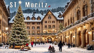 ST MORITZ 🇨🇭🎄❄️A Magical Christmas Evening Walk Tour in St Moritz Switzerland❄️4K 50p [upl. by Cammie]