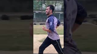 Faheem Khan bowling action cricket onefootinfrontoftheother chestexercises bowlingmachine 100 [upl. by Lind]