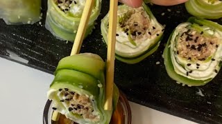 RECETTE FACILE HEALTHY MAKI DE CONCOMBRE FROMAGE BLANC THON AVOCAT [upl. by Oleg]