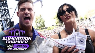 Rhea Ripley and Grayson Waller toast a Shoey to the Perth crowd Elimination Chamber Press Event [upl. by Young]