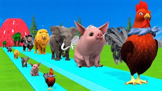 Paint amp Animals CowGorillaElephantGiraffeTigerLion Fountain Crossing Transformation Cartoon [upl. by Iyre]