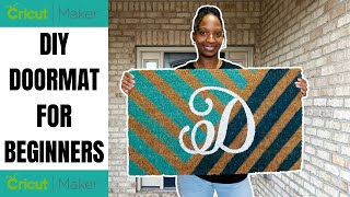 easy HOW TO MAKE A DOOR MAT WITH CRICUT FOR BEGINNERS [upl. by Samale]